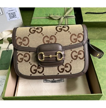 Gucci GG Supreme Horsebit 1955 shoulder bag GU602204CC-brown