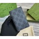 Gucci leather interior GG long card case GUW768249-black-green