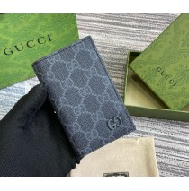 Gucci leather interior GG long card case GUW768249-black-grey