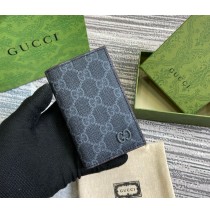 Gucci leather interior GG long card case GUW768249-black-wine