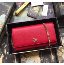 GG Marmont Leather Chain Wallet Red