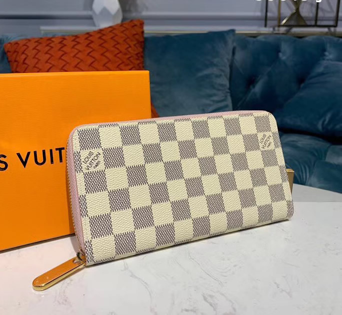 Louis Vuitton Damier Azur Zippy Wallet Rose Ballerine N63503-pink ...