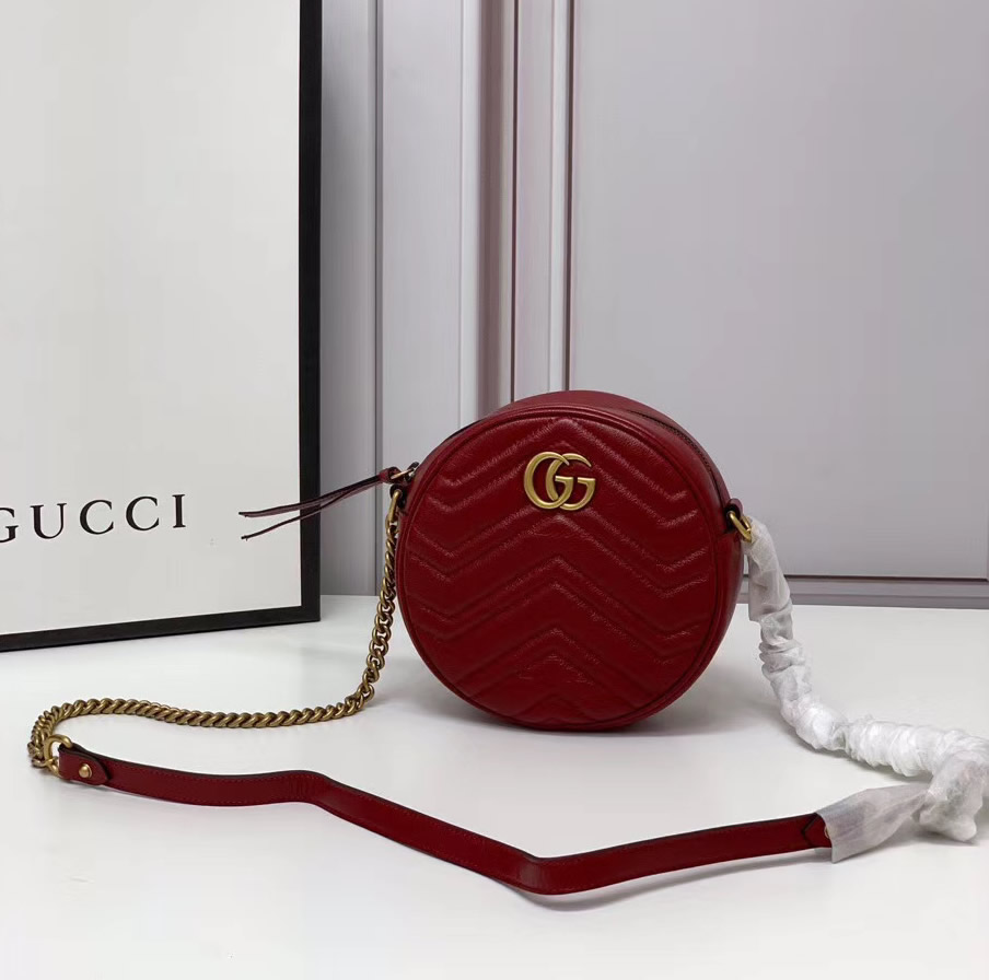 Gucci GG Marmont Mini Round Shoulder Bag GU550154-red – LuxTime DFO ...