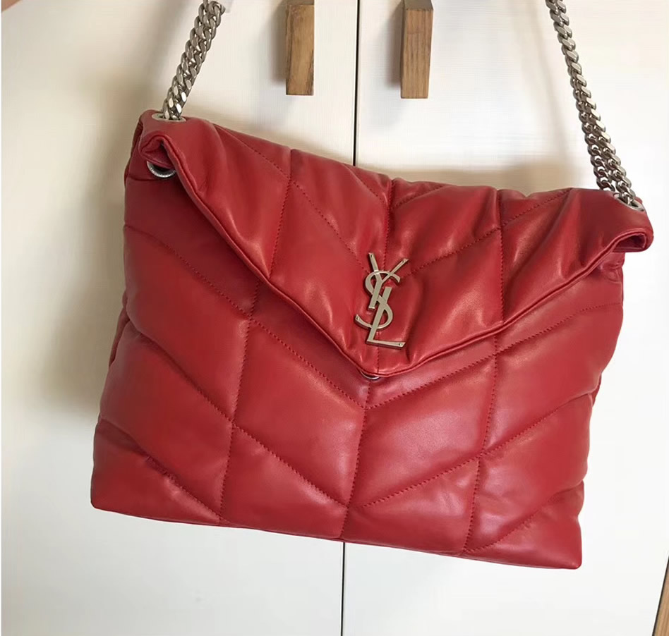 Saint Laurent LOULOU PUFFER Medium bag in quilted lambskin YSL577475B-red â LuxTime DFO Handbags