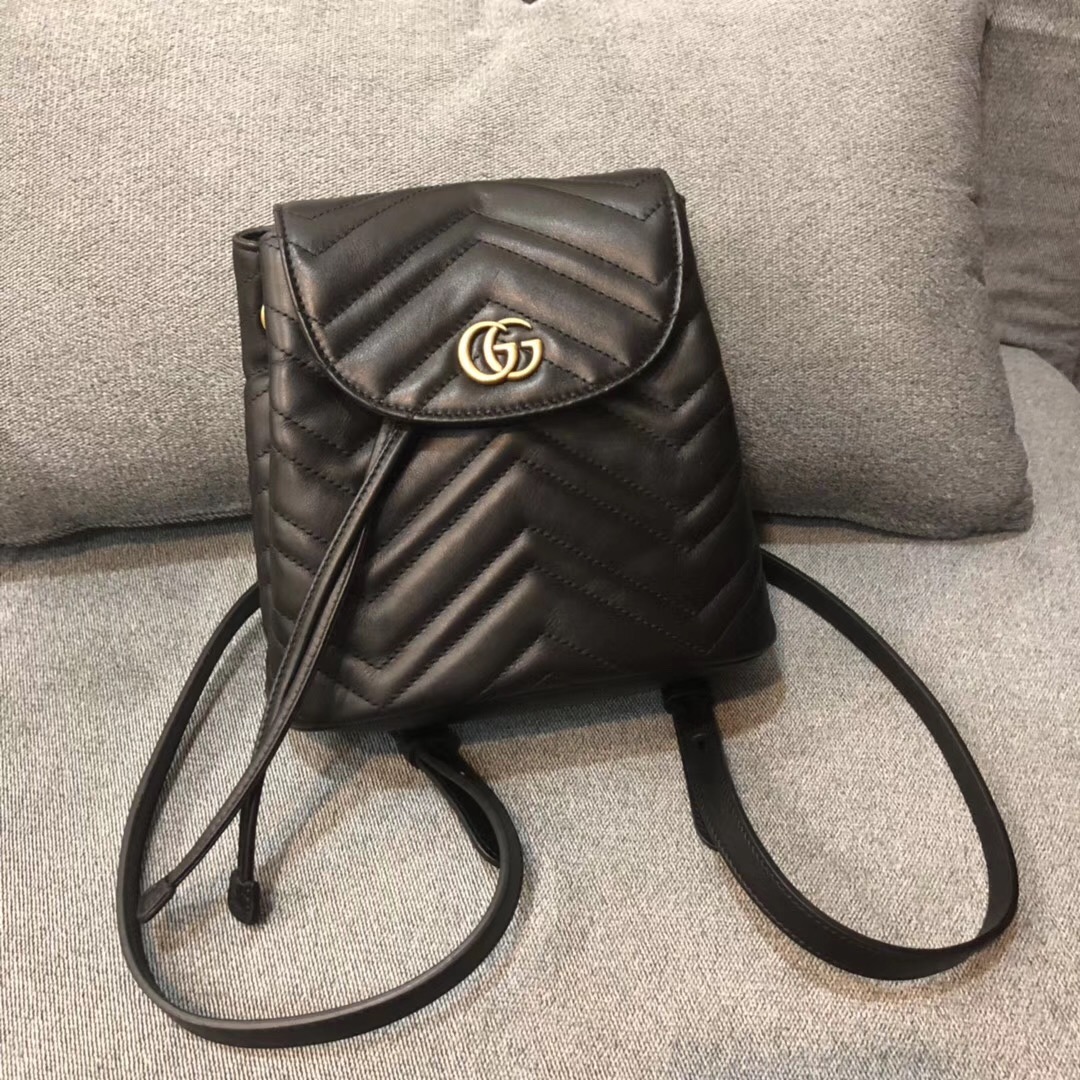 Gucci GG Marmont Black matelassé backpack